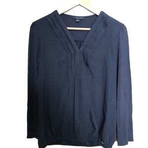 Tommy Hilfiger Lightweight Pleated V-Neck Blouse Small